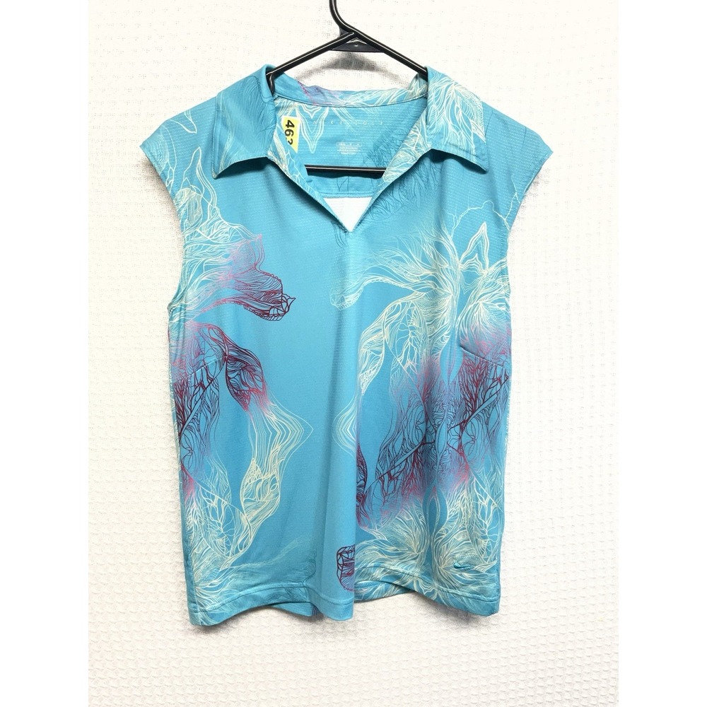 Nike Golf Women's Tank Top Blue Sz M Sleeveless Dri-Fit Collared Golf Shirt Worn